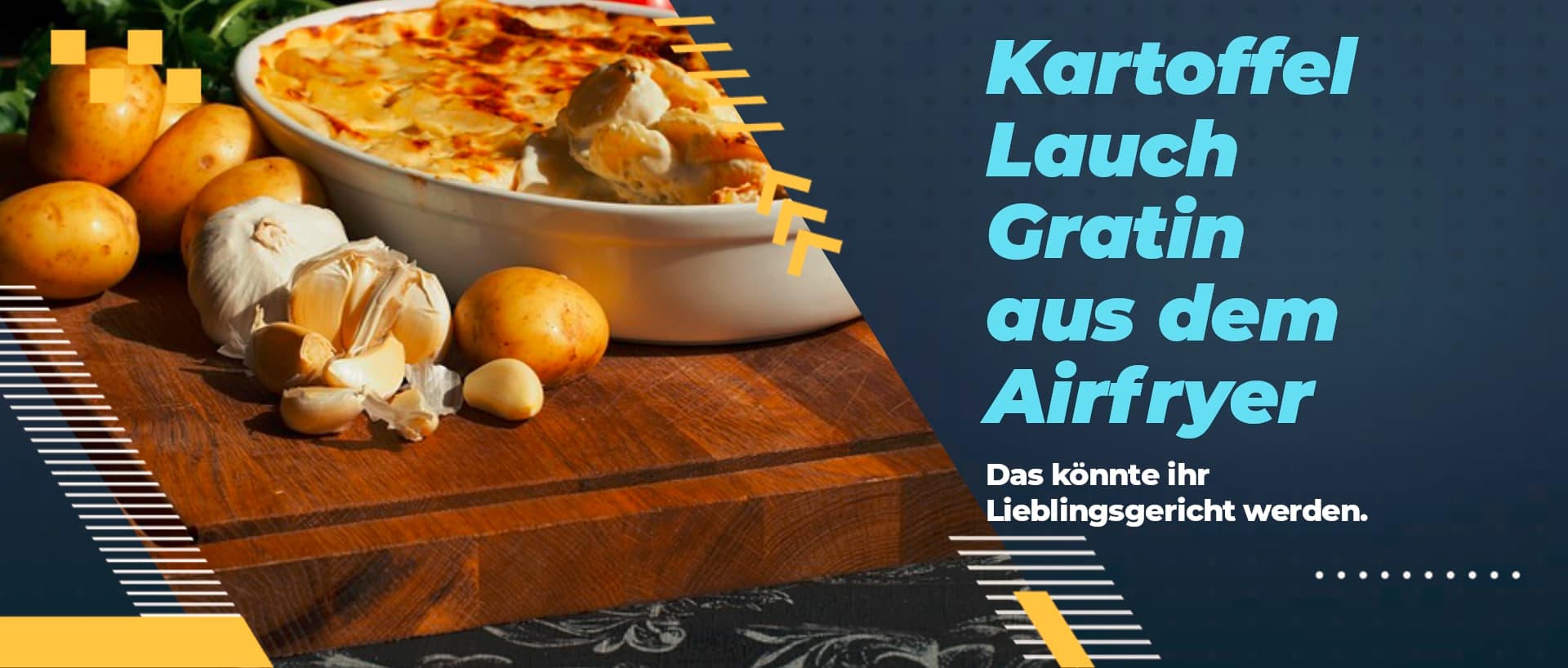 Kartoffel Lauch Gratin in weißer Auflaufform