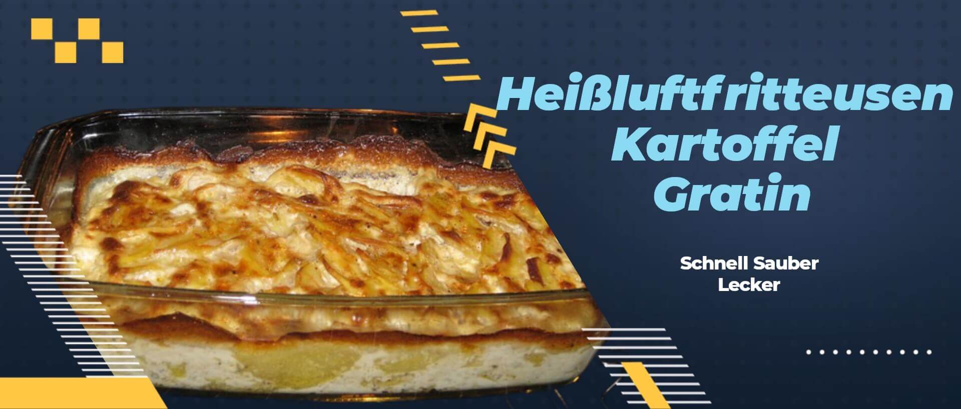 Auflaufform mit einfachen Kartoffelgratin stilvoll und
          appetitlich präsentiert.