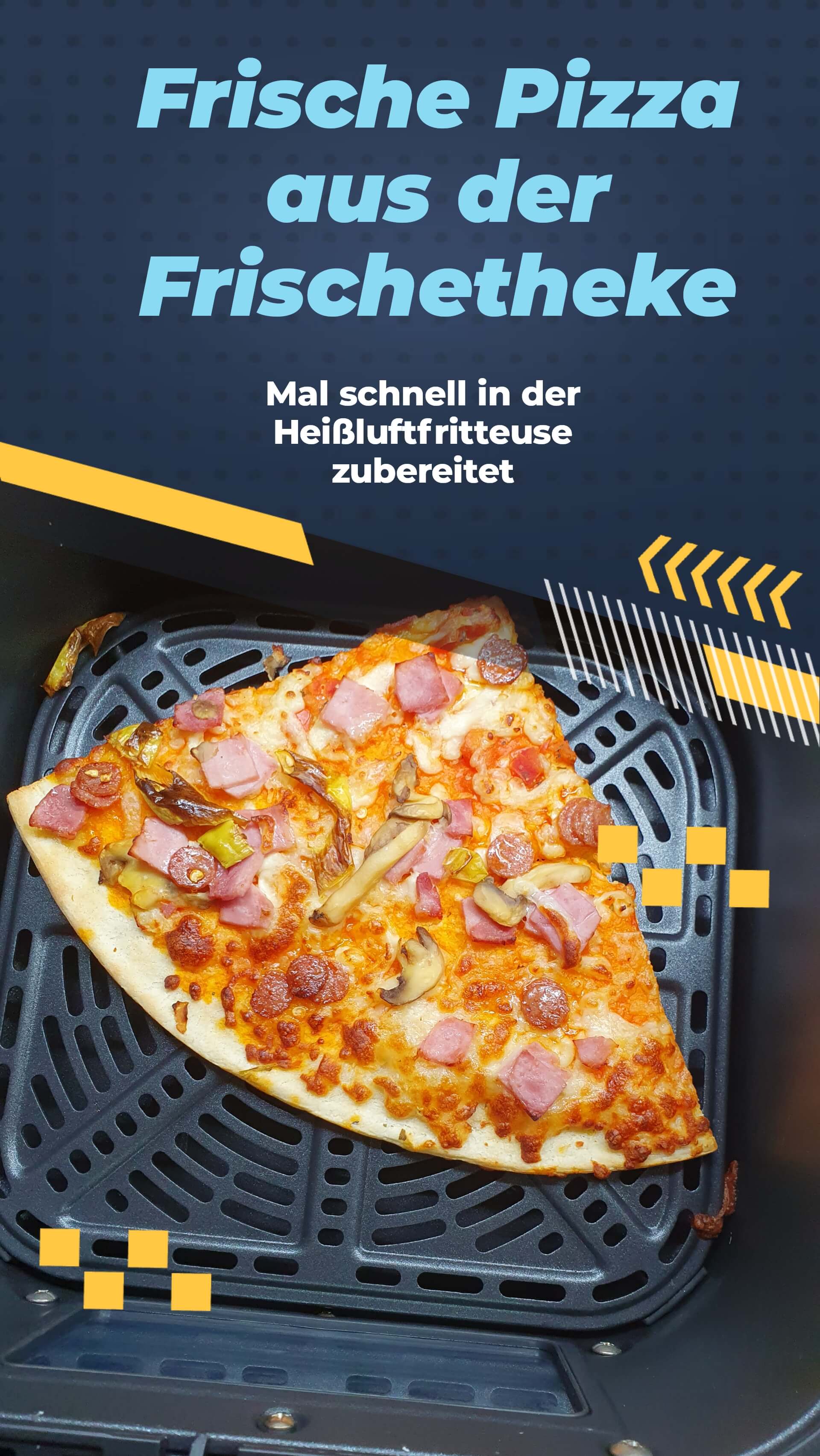  Eine frischer Pizza auf dem Grill,der Heißluftfritteuse gegart.